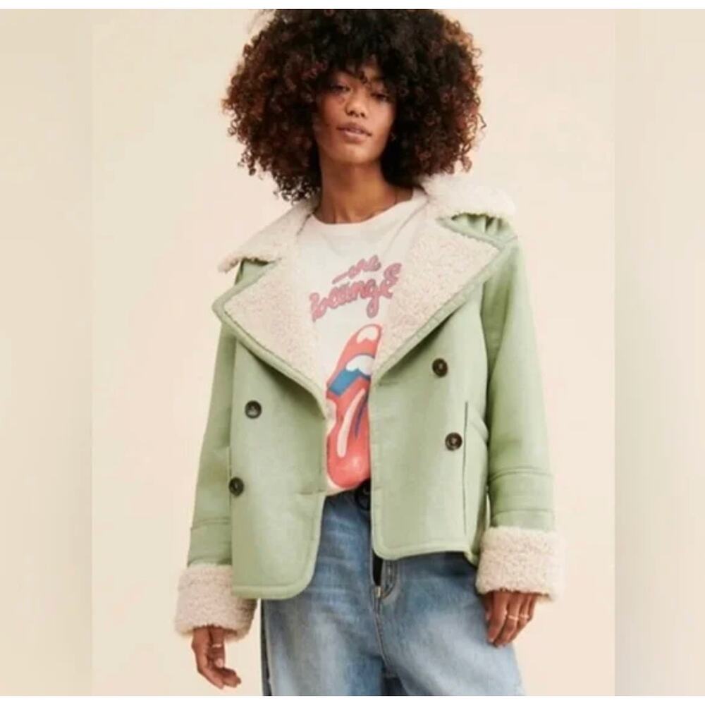FREE PEOPLE WE THE FREE Kaya Vegan Bonded Pea Coat  L